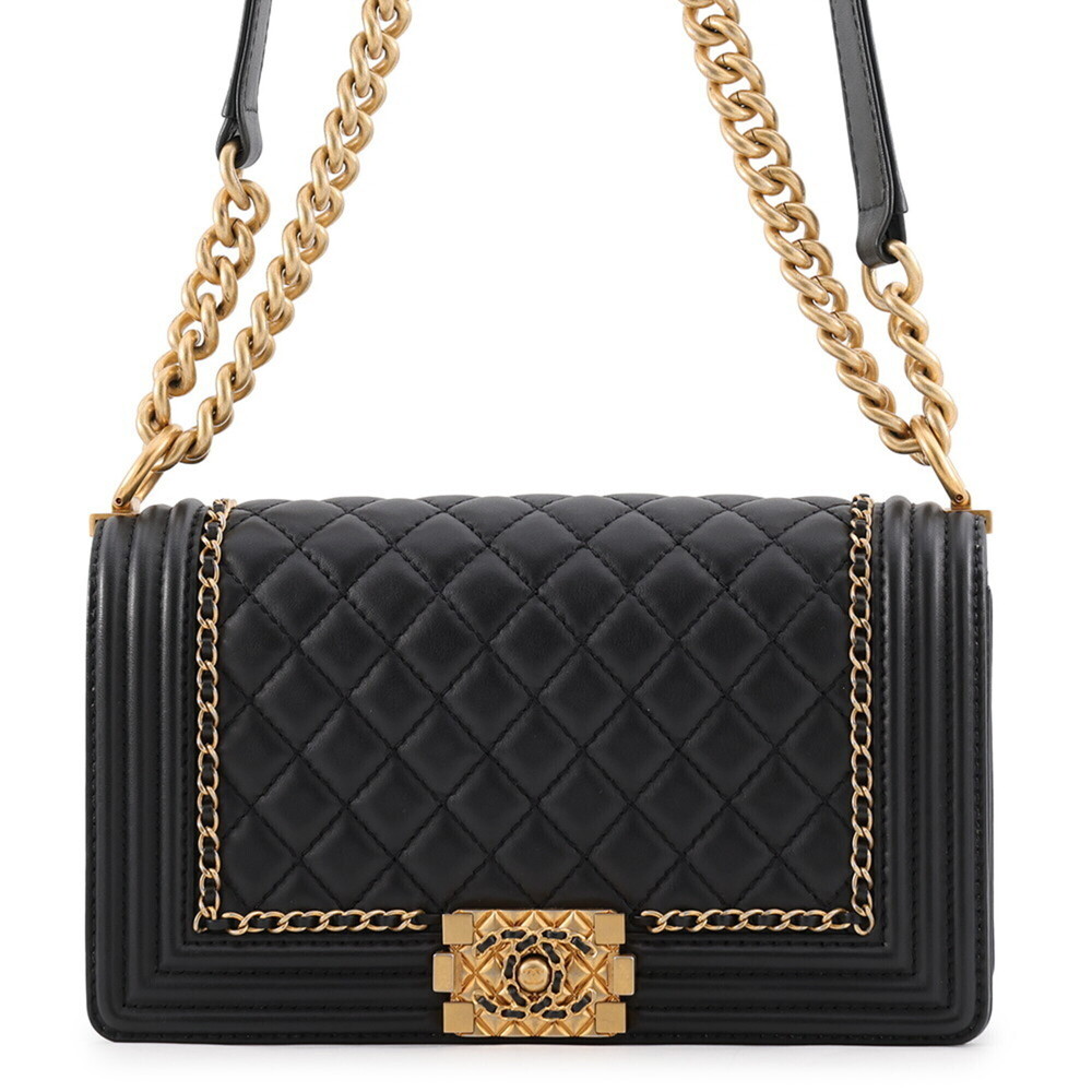 Chanel Chain Shoulder Bag Boy Coco Mark Caviar Skin A67086 CHANEL Handbag Wom...
